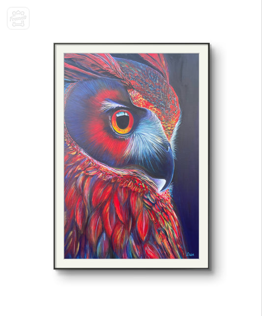 Red Watcher Owl - Fine Art paper print
