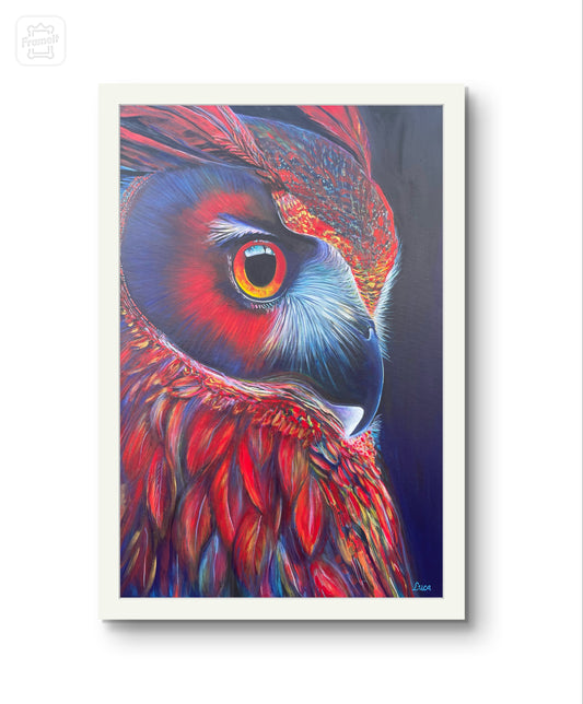 Red Watcher Owl - Fine Art paper print