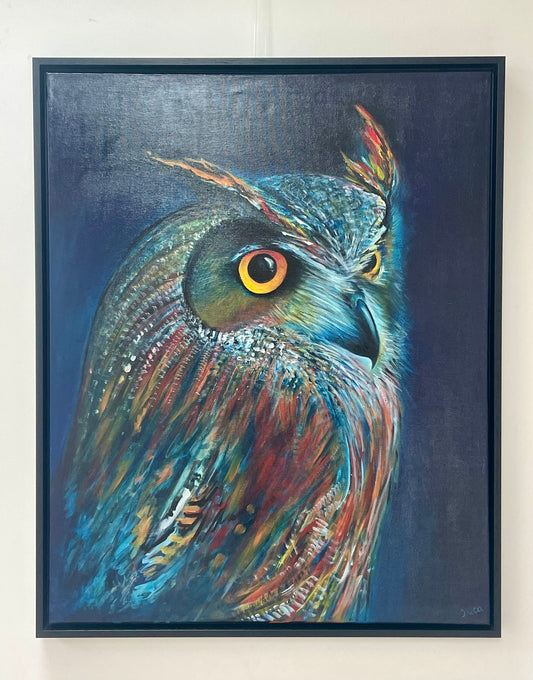 SAPPHIRE WATCHER OWL - 61x76.2cm/24x30 inch - Original Painting