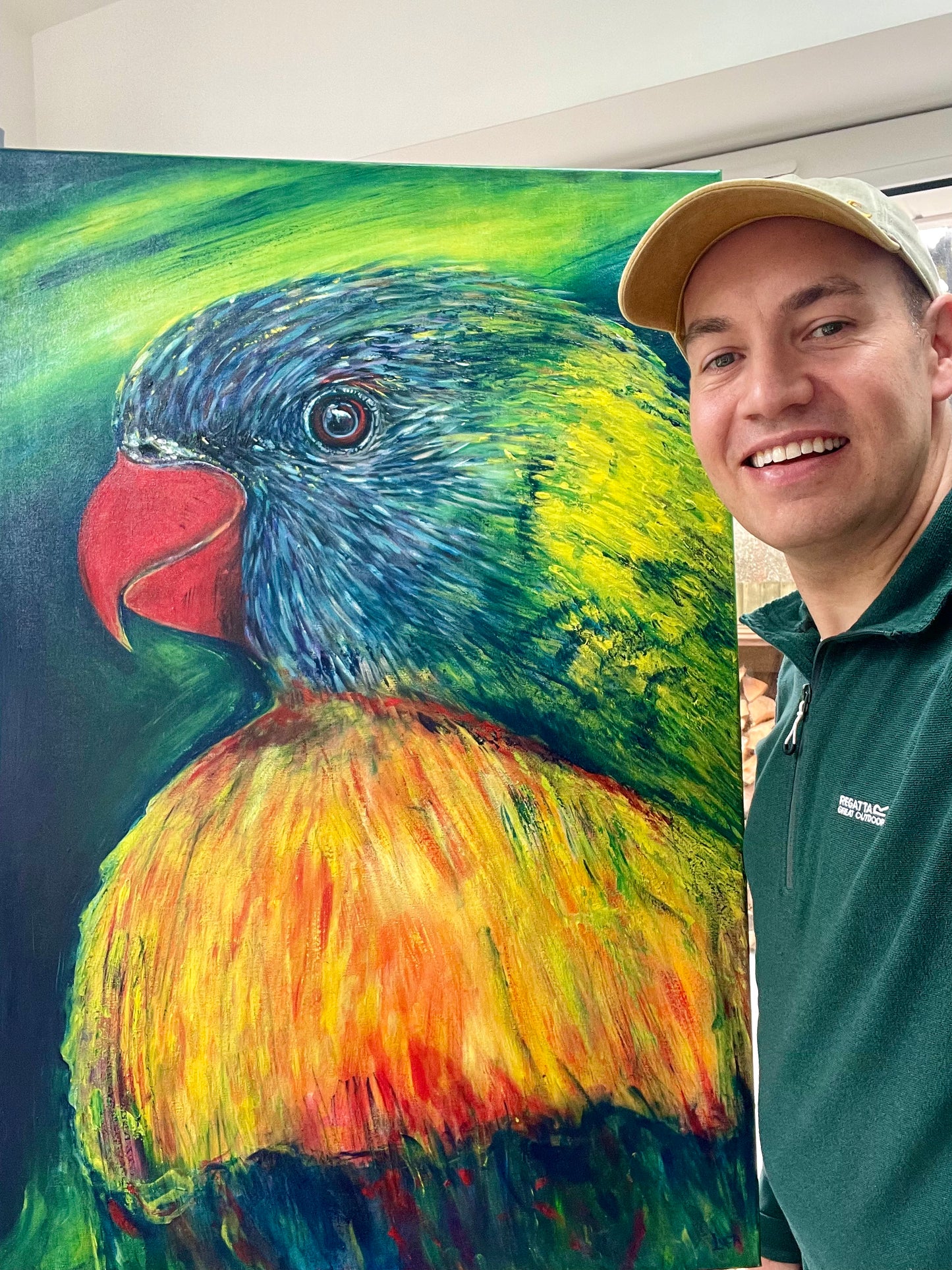 LORIKEET RAINBOW LOVE - 91x61cm/36x24” - Original Painting - send a message to discuss pricing and to purchase