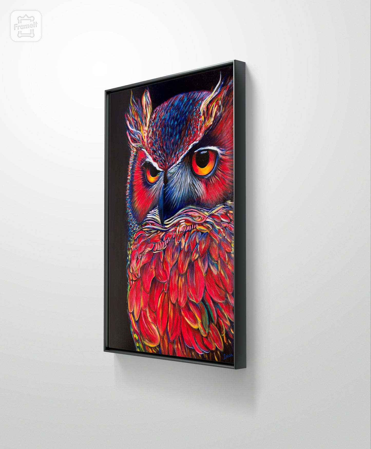 SCARLET GUARDIAN OWL - 36x24inch/91x61cm - Original Painting