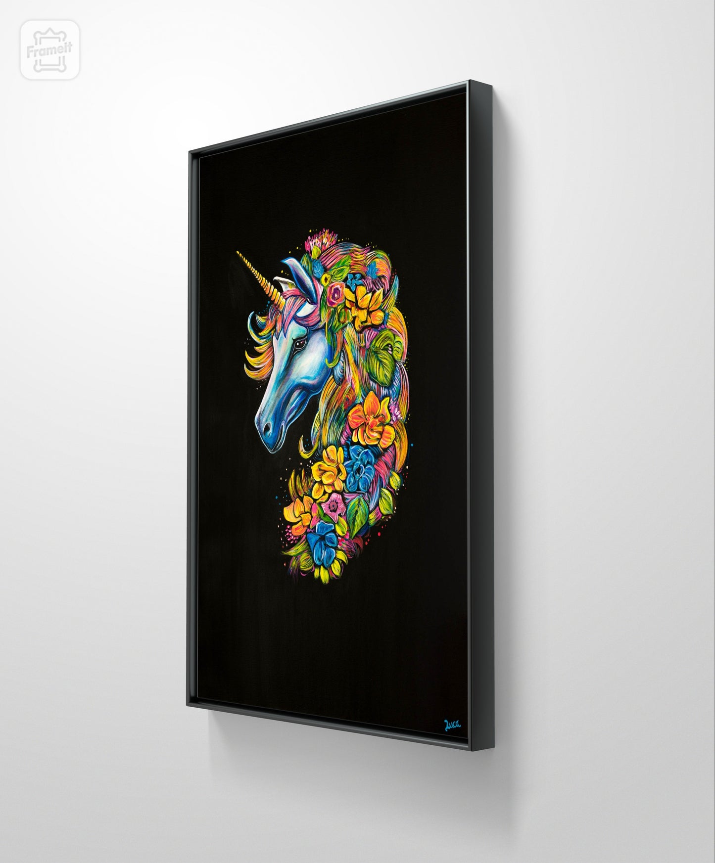 FLORAL FANTASIA UNICORN - 36x24inch/91x61cm - Original Painting - send a message to discuss pricing and to purchase