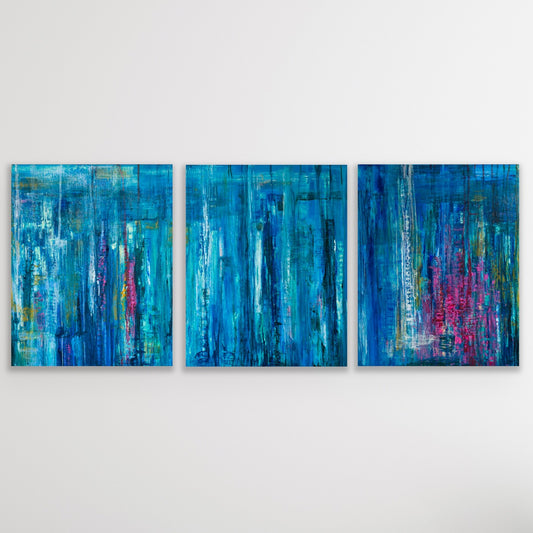 Deep Blue (2020) - Triptych (3-piece) - Gallery Wrapped Canvas print - Luca Domiro Art Gallery