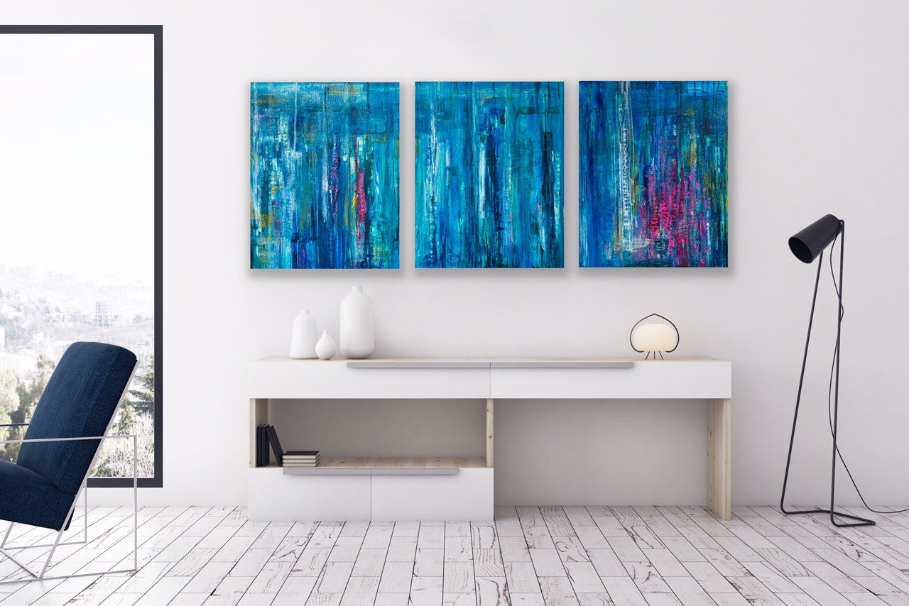 Deep Blue (2020) - Triptych (3-piece) - Gallery Wrapped Canvas print - Luca Domiro Art Gallery
